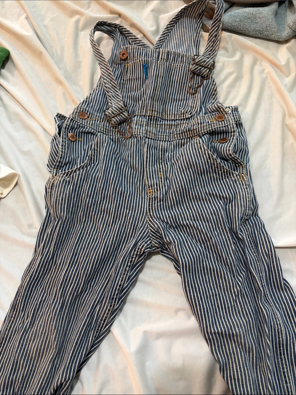OshKosh B'gosh Navy and White Striped Kids Overalls